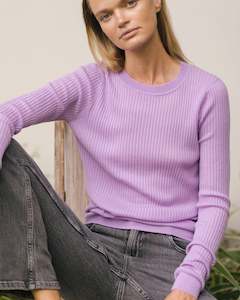 ALEGER N.78 Wool & Cashmere Blend Rib Crew - Orchid SzM