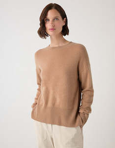 Cashmere: THE WHITE COMPANY Cashmere Crew Neck Jumper - Tan SzL