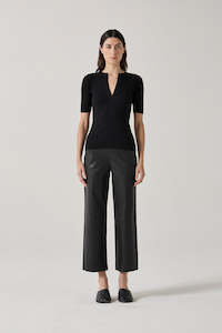 BANDED TOGETHER Cropped Leather Pant - Black Sz S