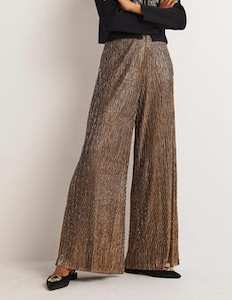 BODEN Metallic Wide Leg Pants - Gold Sz8