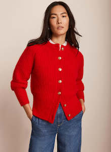 Cardigans: MINT VELVET Knitted Wool Blend Cardigan - Red SzM