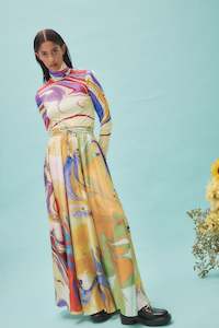 Skirts: ALEMAIS Luca Silk Skirt - Multi Sz8