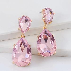Crystal Drop Earrings - Pink