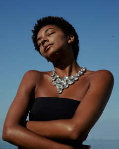 Accessories: BEAUTIFUL EARTH Crystal Maxi Collar Necklace