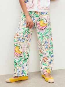Bottoms: OLIVER BONAS Summer Wide Leg Trousers - Tropical Sz10
