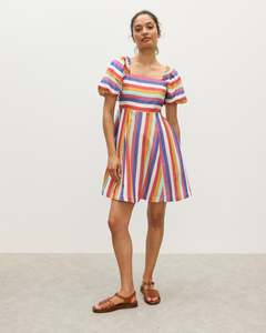 OLIVER BONAS Puff Sleeve Mini Dress - Multicoloured Sz10