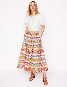 Maxi: BODEN Full Poplin Maxi Skirt - Botanical Sprig Sz8