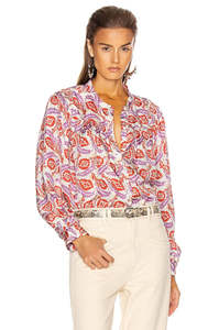 ISABEL MARANT Ritonea Silk blouse - Red Print Sz36 NZS