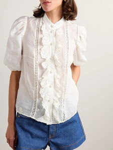 ZIMMERMANN Acacia Embroidered Blouse - White Sz3 NZ14