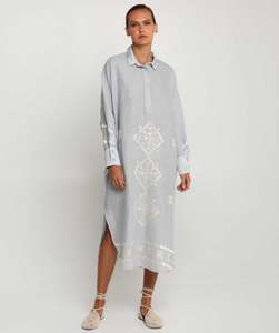 GREEK ARCHAIC KORI Lefkada Long Shirt Dress - Grey SzXS