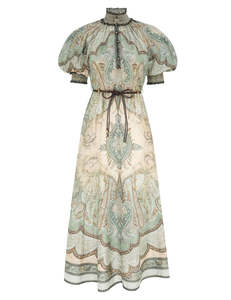 Dresses 1: ZIMMERMANN  Wanderlust Billow Dress - Teal Multi Sz4 NZ16