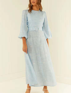 PALM NOOSA Melrose Linen Dress - Blue Toile Sz14