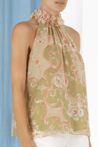 ZIMMERMANN Postcard Sleeveless Blouse - Swirl Floral Sage Sz1 NZ10