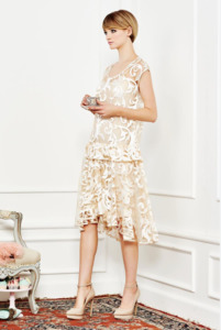 TRELISE COOPER "My Sheer Lady" Dress - Cream Lace SzL