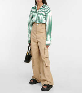 THE FRANKIE SHOP Lui Stripe Shirt - Green SzS