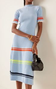 Dresses 1: VICTORIA BECKHAM Ruffle Hem Knit Dress - Blue SzM