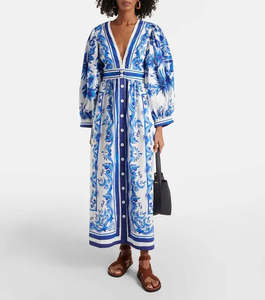 FARM RIO Garden Tiles Maxi Dress - Off White SzS