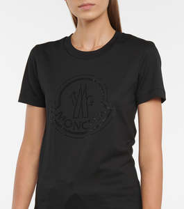 Tees: MONCLER Logo Cotton Jersey T-shirt - Black SzS