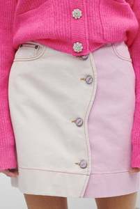 Skirts: GANNI Two Tone Denim Mini Skirt - Lilac Sz38 NZM
