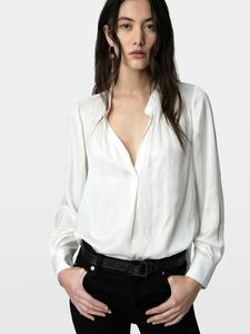ZADIG & VOLTAIRE Tink Satin Tunic Blouse - White SzS
