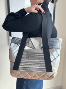 B&B City Tote - Painterly Metallic - Burlap & Bright