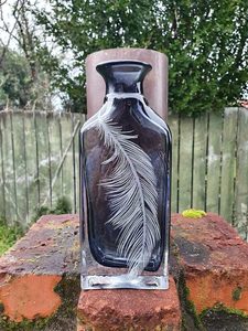 Heavy Glass Feather Vase - Burnt Offerings
