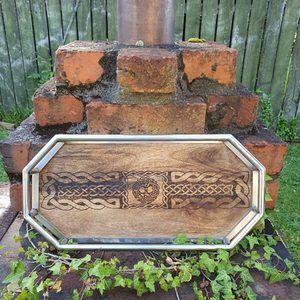 Stainless Steel and Wood Tray - Burnt Offerings