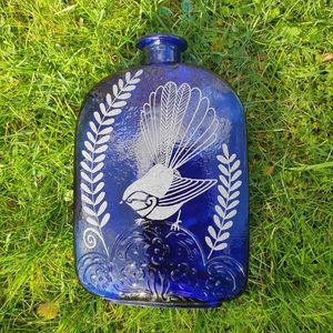 Blue Piwakawaka Bottle - Burnt Offerings