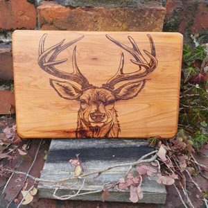 Macrocarpa Stag Head Board - Burnt Offerings