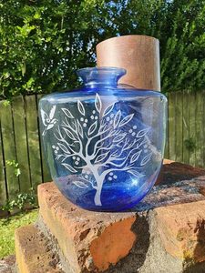 Products: Large Blue Glass Vase - Burnt Offerings