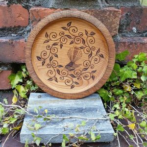 Products: Cedar Piwakawaka Plate - Burnt Offerings