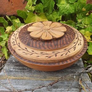 Products: Hand Carved Flower Bowl - Burnt Offerings