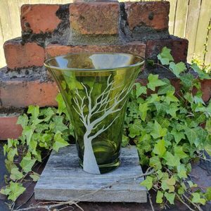 Products: Heavy Green Glass Vase - Burnt Offerings