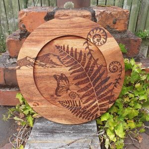 Products: Wooden Fern Platter - Burnt Offerings