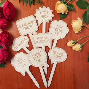 New: Funny Sayings Garden Markers (Set of 8)