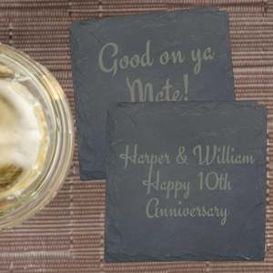 Custom Message Slate Coasters (Set of 2)