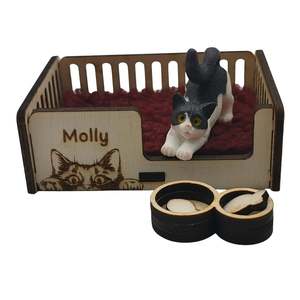 Cat and Bed Wooden Toy