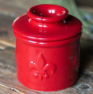 butter-bell-crock: Cerise Fleur de Lis Butter Bell Crock