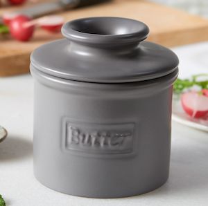 Cafe Matte Collection: Matte Steel Gray Cafe Butter Bell Crock