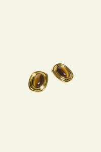 Jewellery: Bernadette Earrings - Gold / Tiger Eye