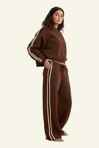 Contrast Track Pant - Brown