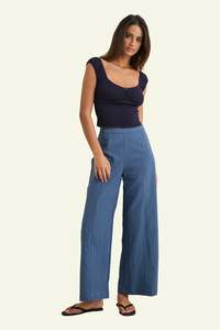 Womens Pants: Louise Wide Leg Pant - Indigo