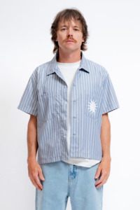 Crystal Cylinder: Mens Service Shirt - Blue Stripe