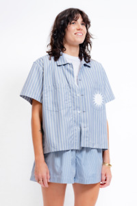Crystal Cylinder: Womens Service Shirt - Blue Stripe