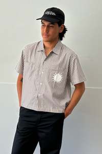 Mens Service Shirt - Brown Stripe