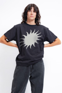 Crystal Cylinder: Womens Warped Warmth Tee - Washed Black