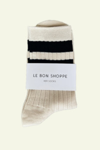 Her Varsity Socks - Cream Black