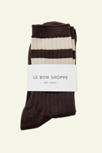 Socks: Her Varsity Socks - Espresso