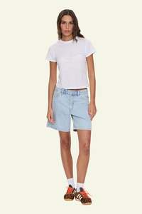 Clearance: Billie Low Rise Baggy Embro Short - Serenity Blue