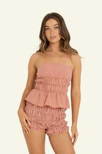 Top: Carrie Smocked Top - Red